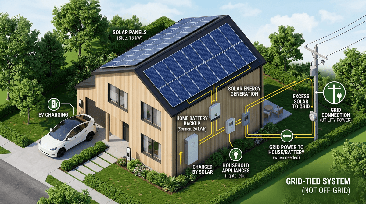 Nur Batterie-Backup, solar geladen, kein Off-Grid