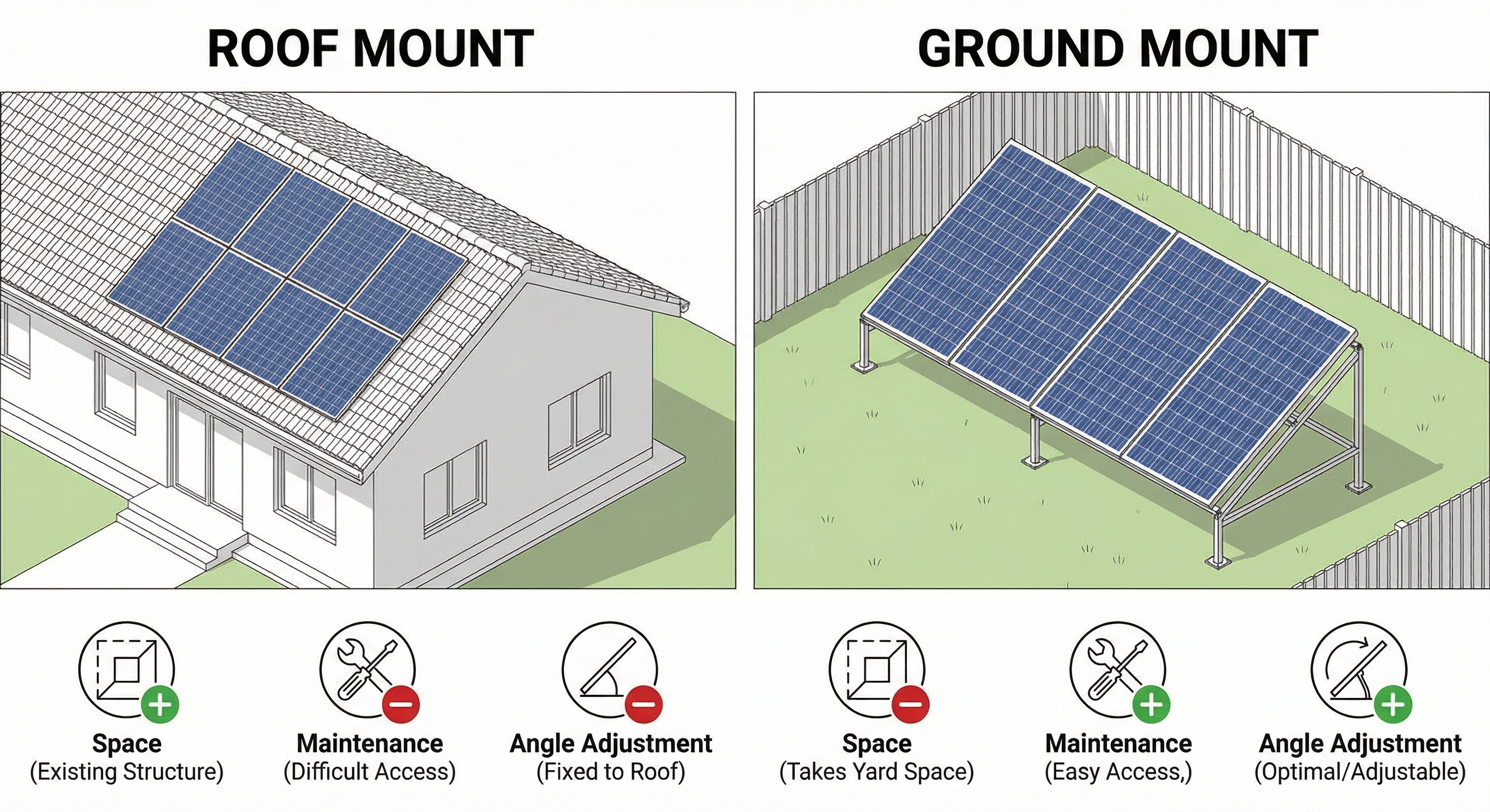 การติดตั้งโซลาร์ DIY: หลังคา vs พื้นดิน