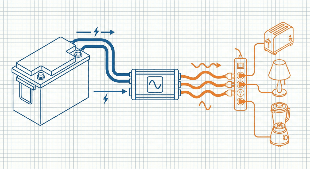 Inverter with AC plug and watt rating