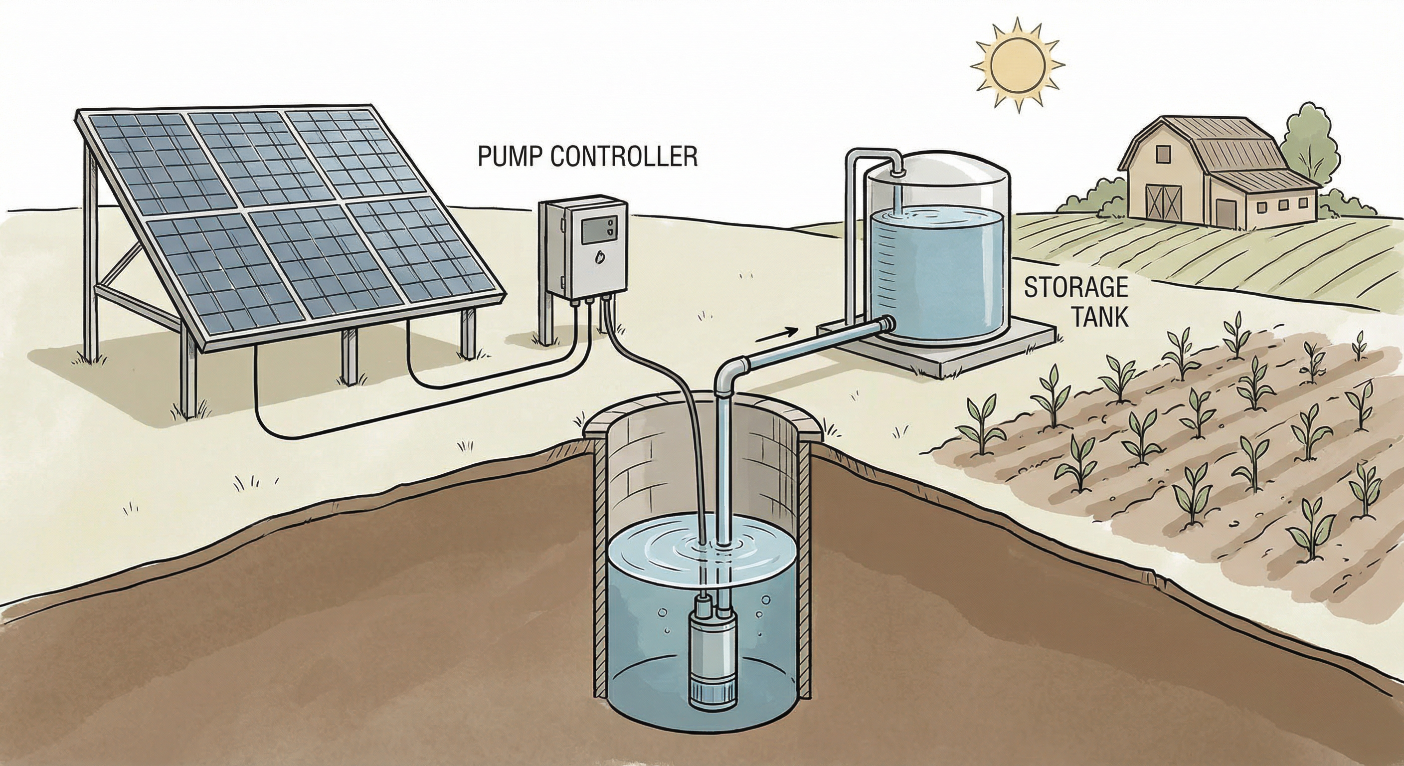 Leitfaden zur Dimensionierung von Solar-Wasserpumpen